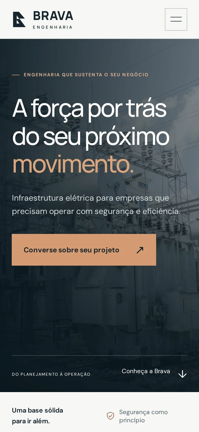A mesma página inicial no celular